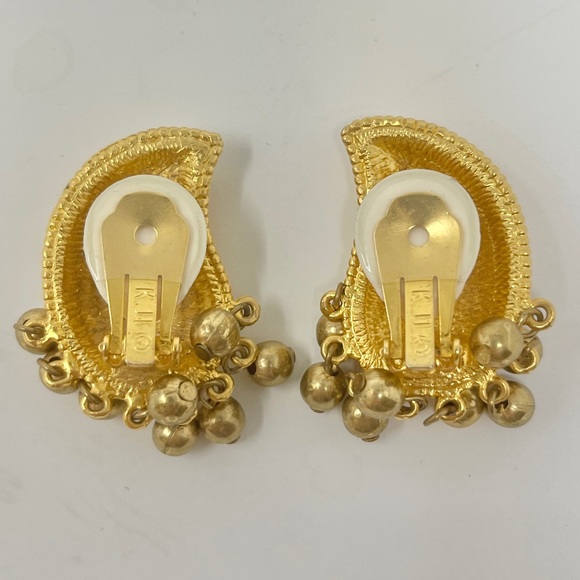 Kenneth Jay Lane Indian-Inspired Leaf Clip-On Earrings *FINAL PRICE* - Picture 2 of 2